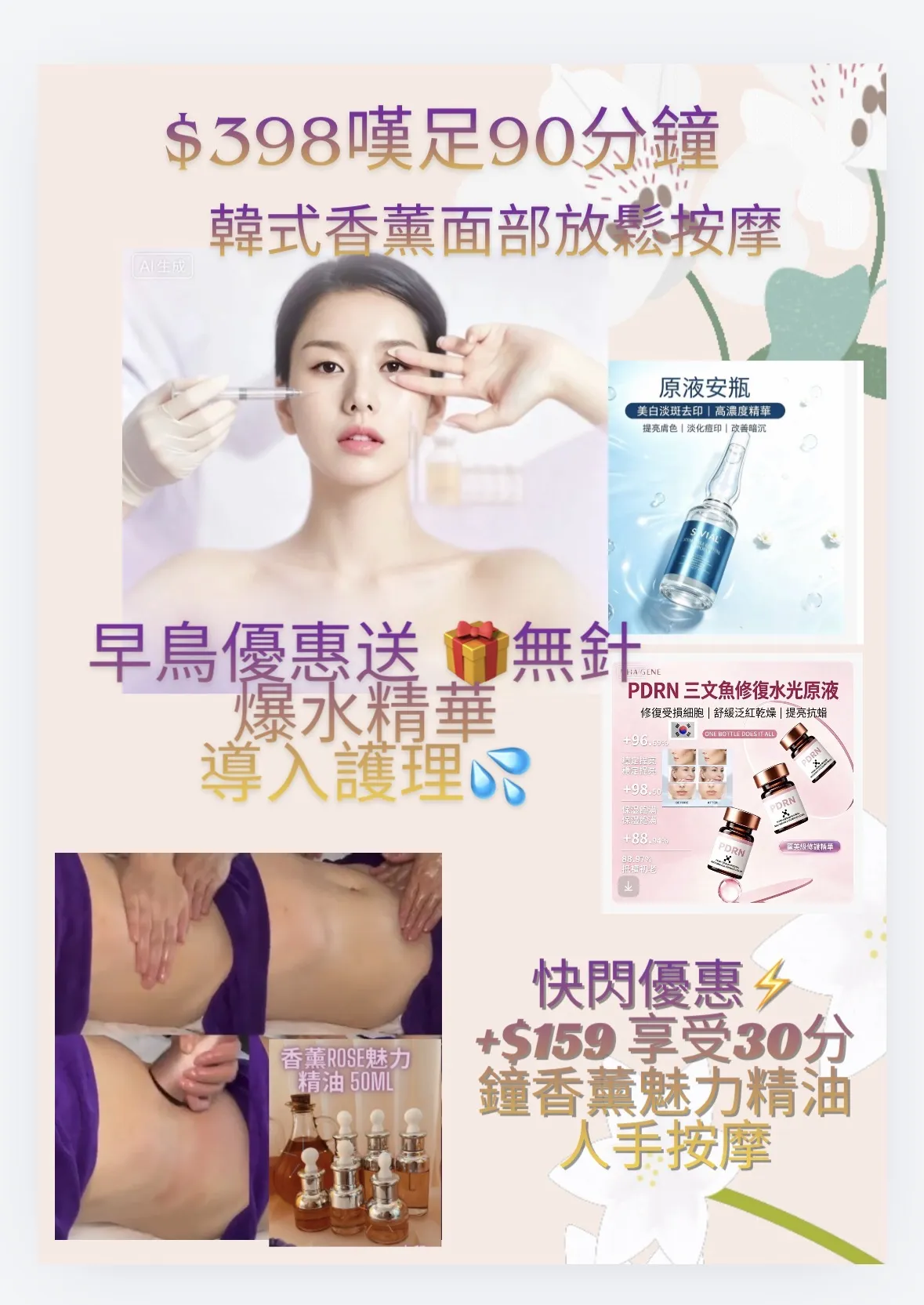 今次早鸟优惠真系好抵🥳 $398 享受😎90分钟韩式香薰面部放鬆按摩